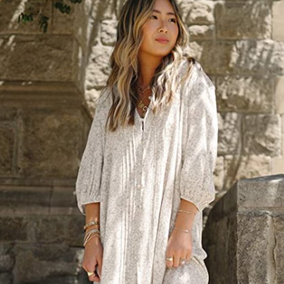 The Drop Women's Sage Print Button Down Balloon Sleeve Mini Dress - Picture 4 of 5